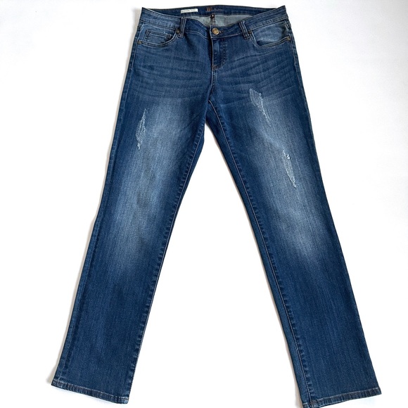 KUT FROM THE KLOTH BOYFRIEND DISTRESSED MID-RISE ROLL-UP STRAIGHT-LEG JEANS. Sz8 - Picture 2 of 13
